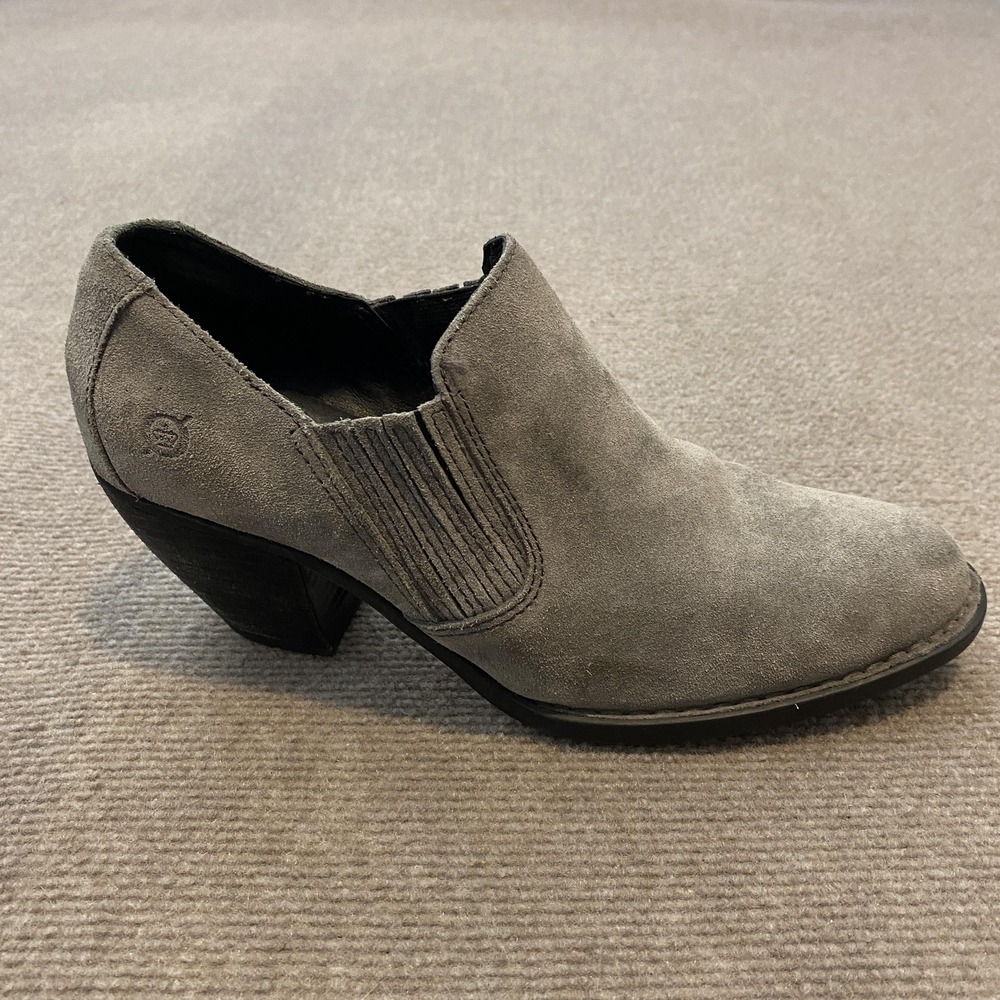 Born Gray Suede Slip-On Ankle Booties